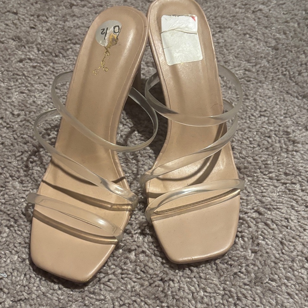 Elegant Clear Strap Nude Heels